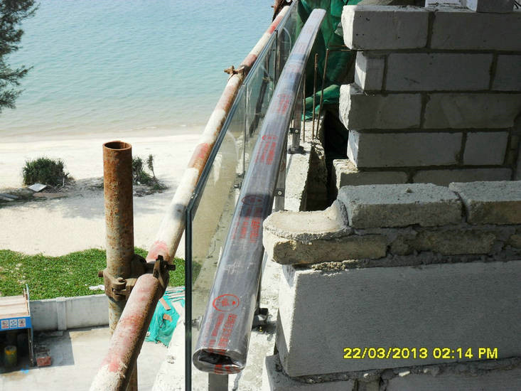 铂尔曼五星级酒店工地玻璃锌钢材阳台护栏